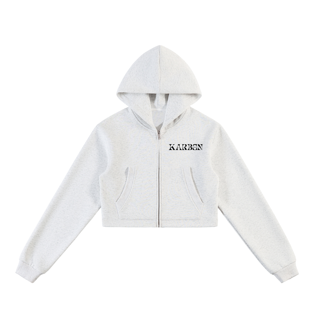Karbon Cropped Zip-Up Hoodie