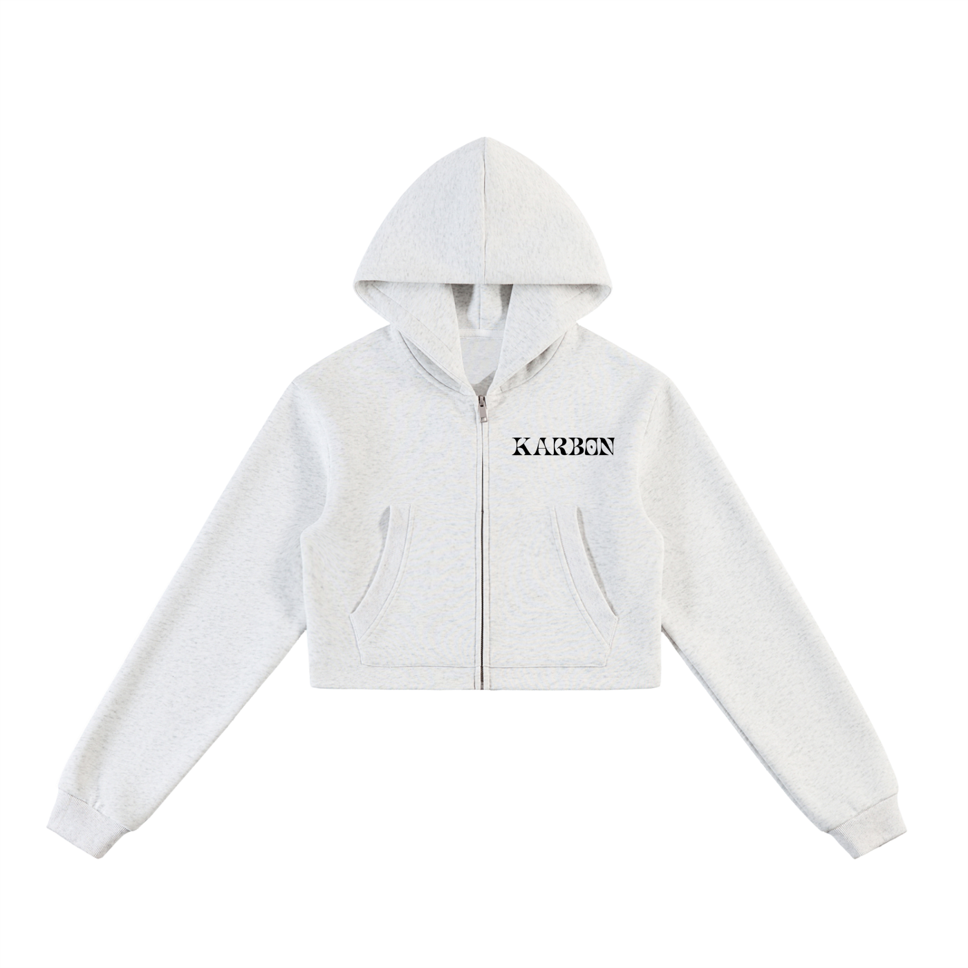Karbon Cropped Zip-Up Hoodie