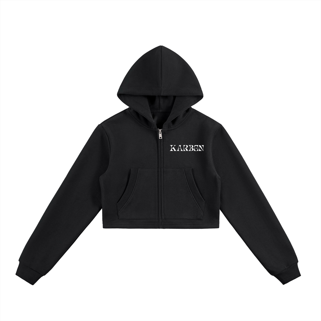 karbon Cropped Zip-Up Hoodie