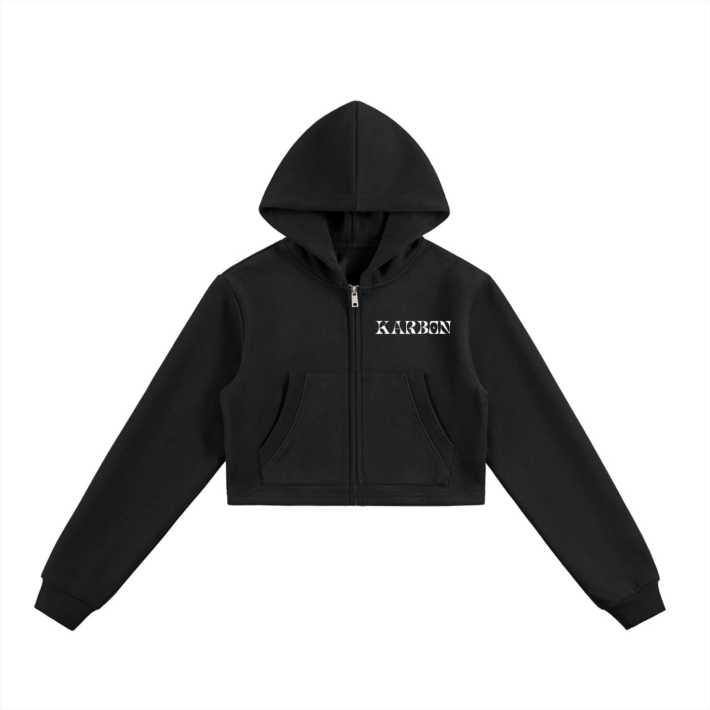 karbon Cropped Zip-Up Hoodie